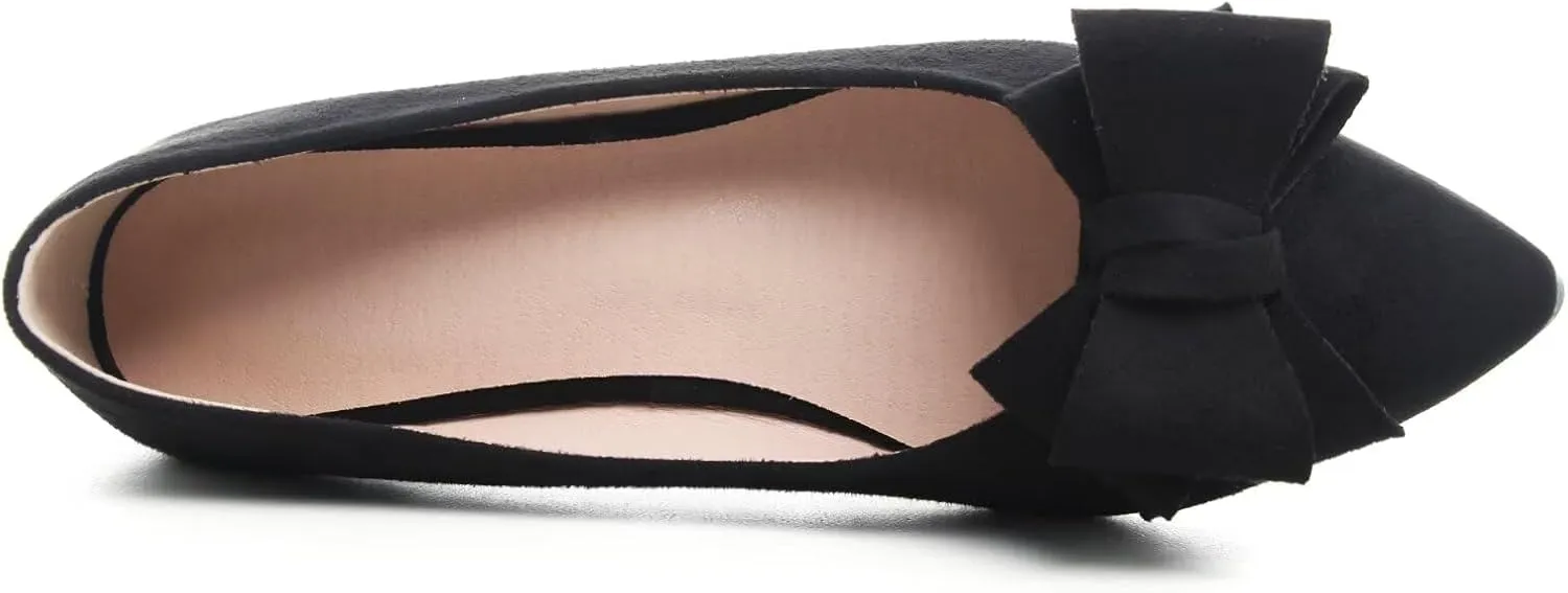 TN TANGNEST Women Cute Bowknot Flats Soft Slip On Flats Comfort Pointed Toe Casual Dress Flat Shoes
