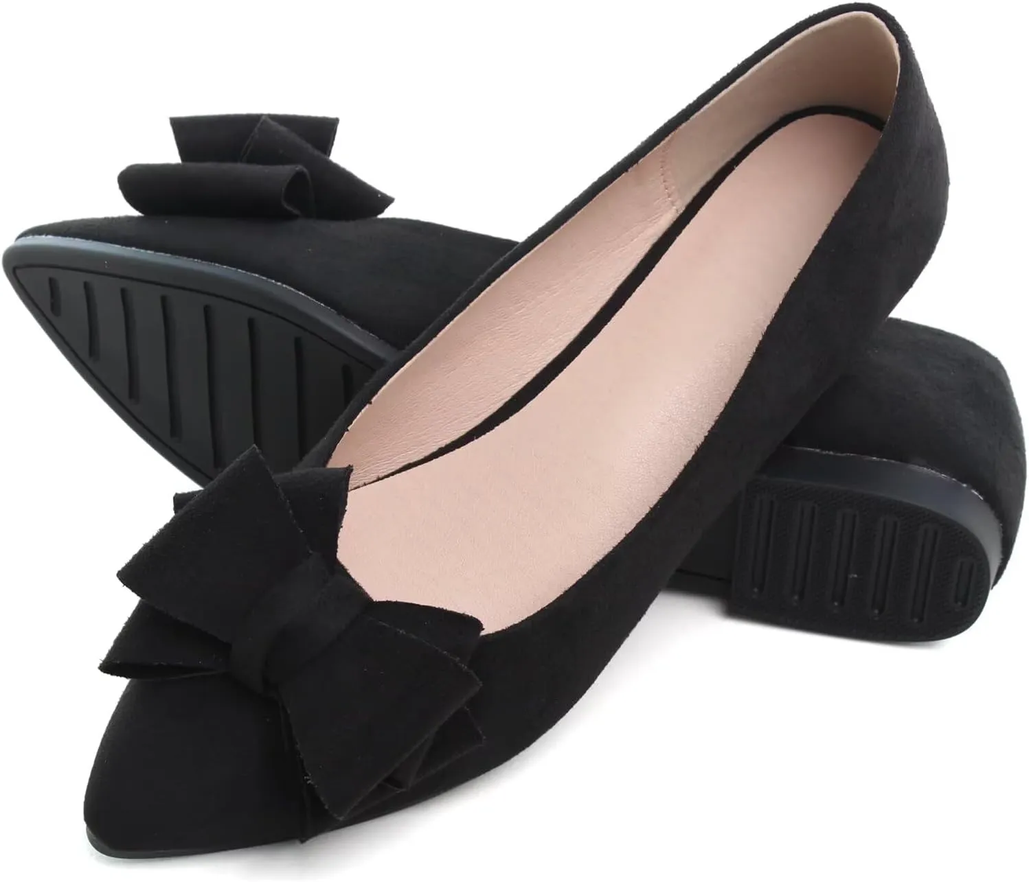 TN TANGNEST Women Cute Bowknot Flats Soft Slip On Flats Comfort Pointed Toe Casual Dress Flat Shoes