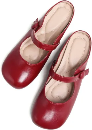 TN TANGNEST Women's Ballet Flats Retro Mary Jane Shoes for Women Cute Square Toe Buckle Dress Flats Soft Work Flats