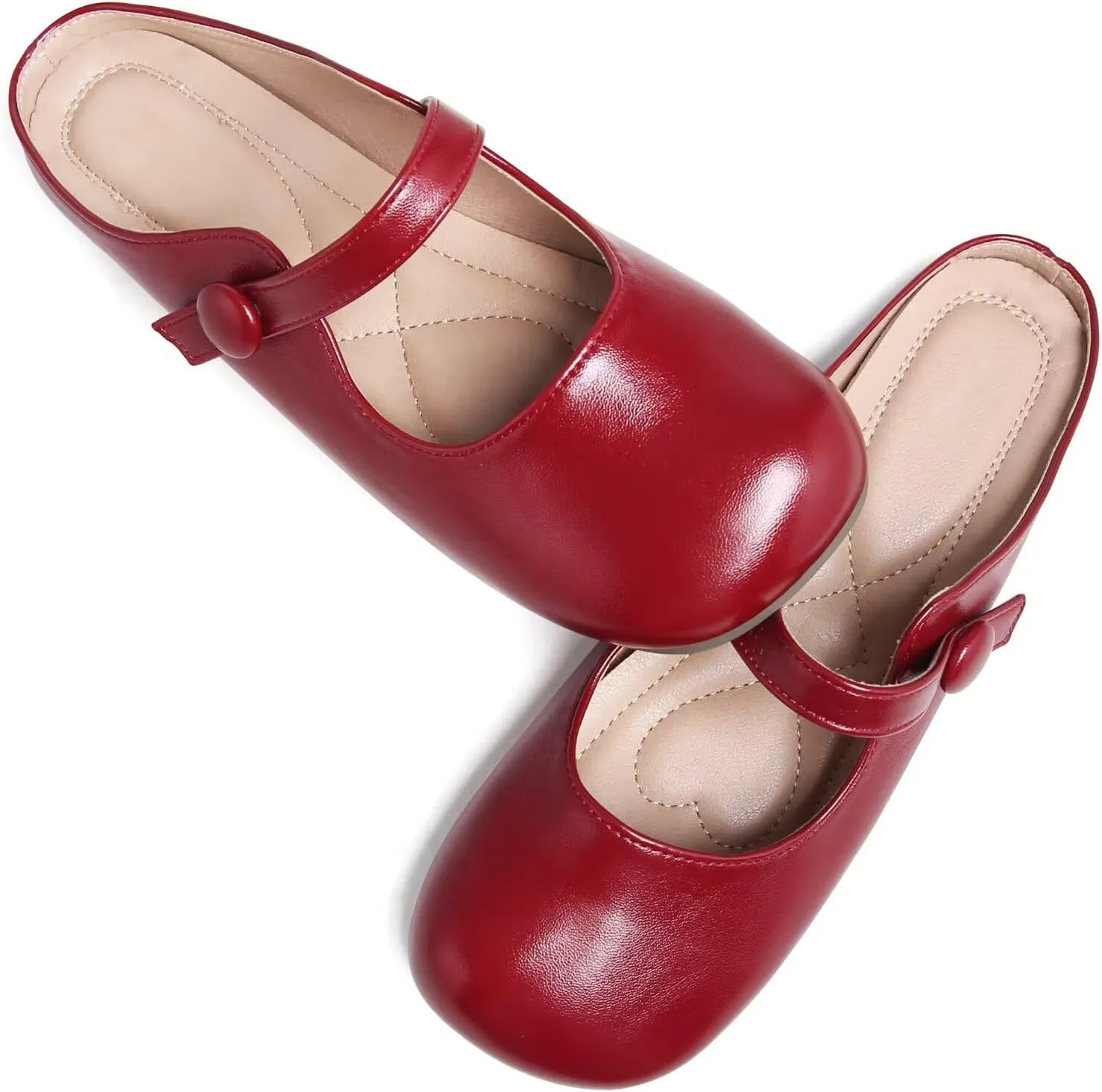 TN TANGNEST Women's Ballet Flats Retro Mary Jane Shoes for Women Cute Square Toe Buckle Dress Flats Soft Work Flats