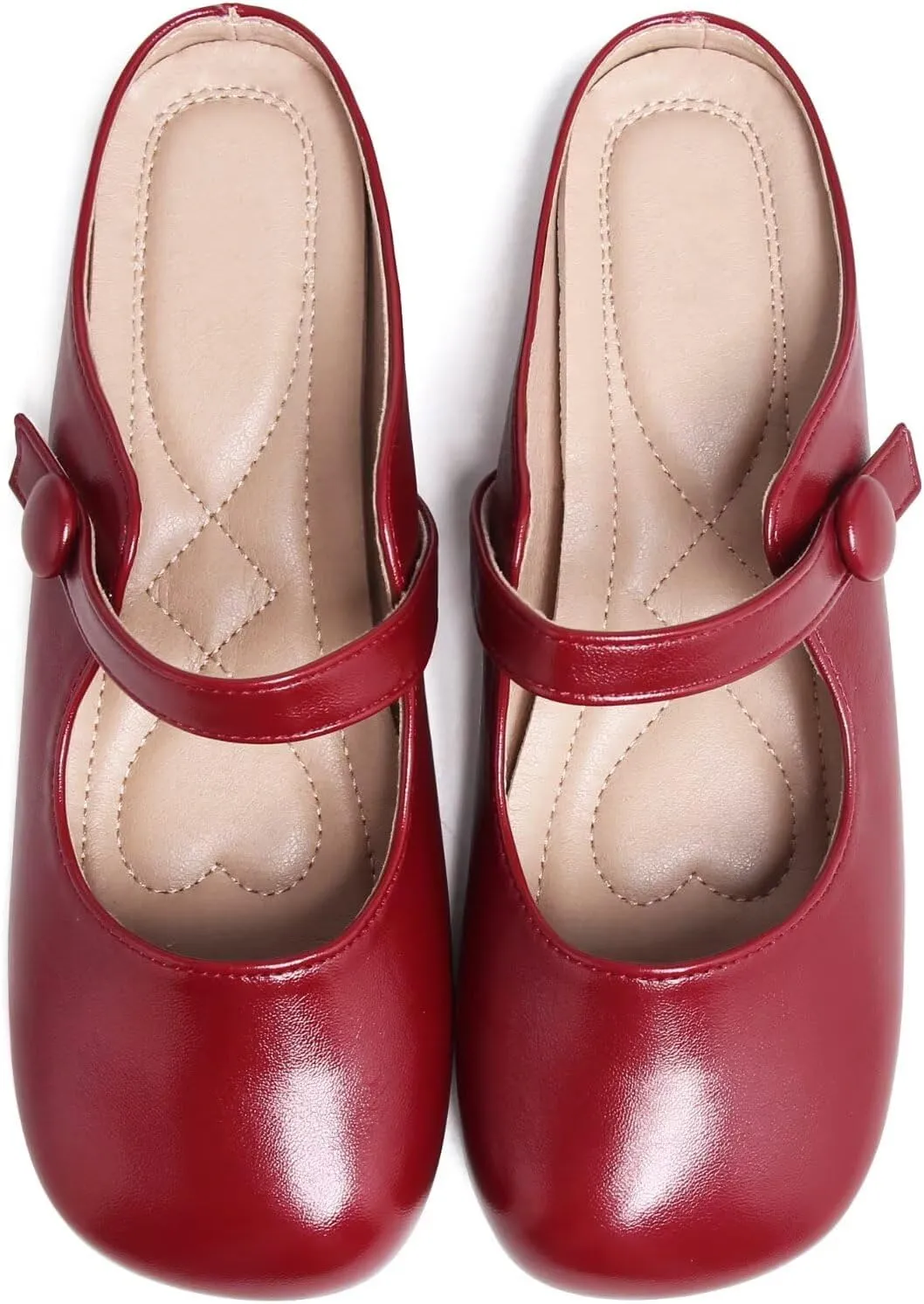 TN TANGNEST Women's Ballet Flats Retro Mary Jane Shoes for Women Cute Square Toe Buckle Dress Flats Soft Work Flats