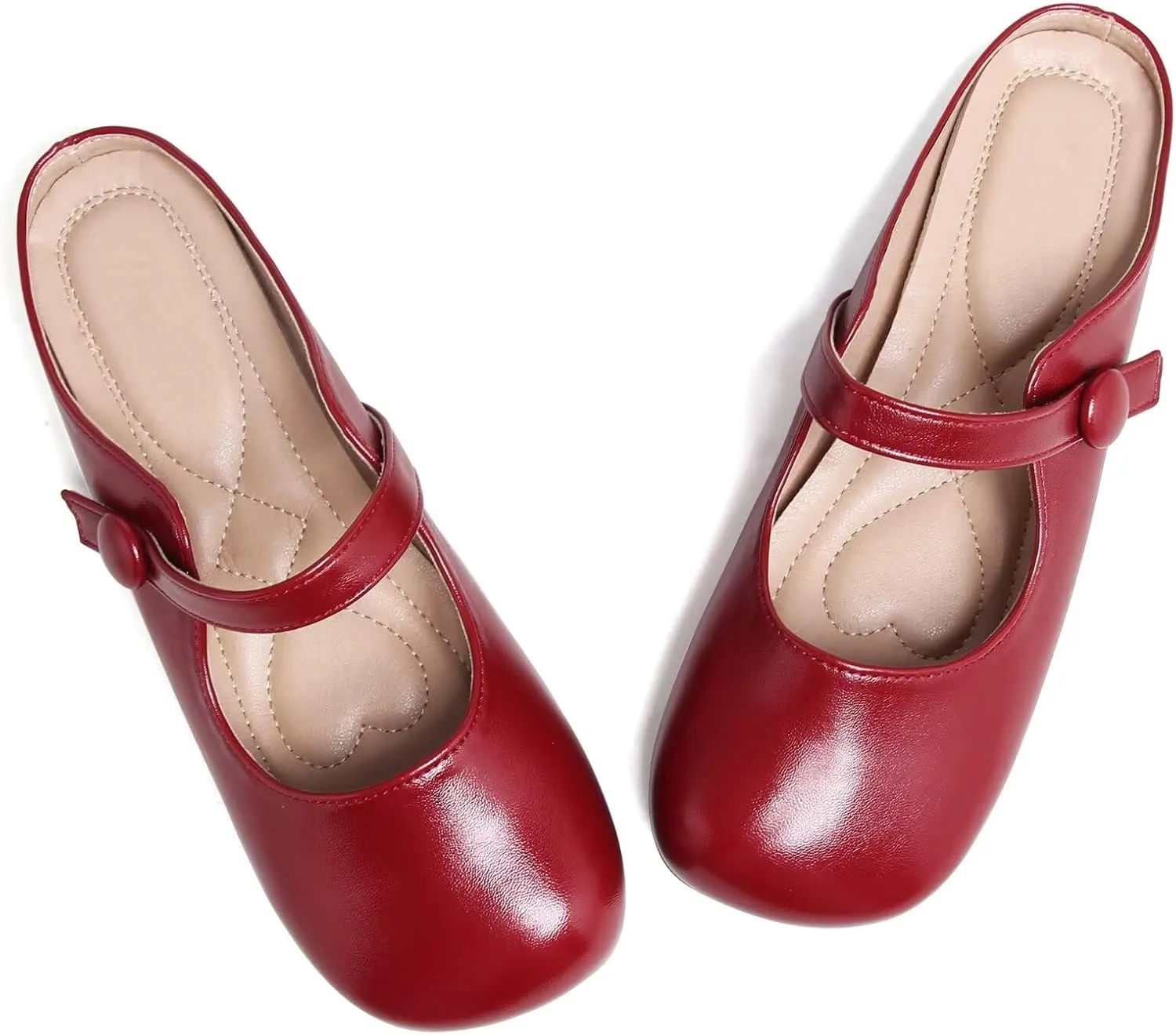 TN TANGNEST Women's Ballet Flats Retro Mary Jane Shoes for Women Cute Square Toe Buckle Dress Flats Soft Work Flats
