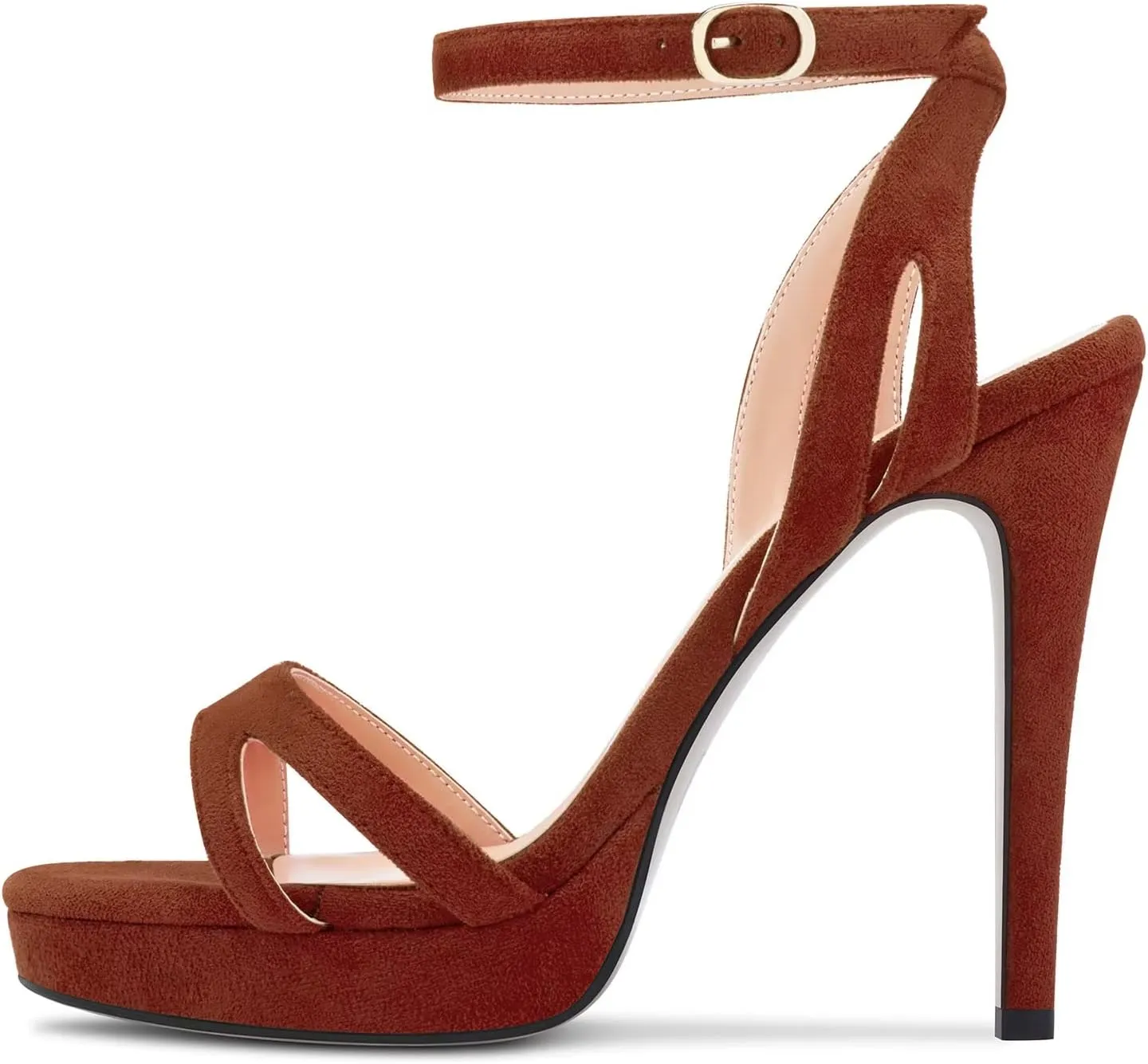 TNYNFBEB Women Stiletto High Platform Heel Peep Open Pointed Toe Sandals Ankle Strap Buckle Party Cute 4.7 Inches Heels