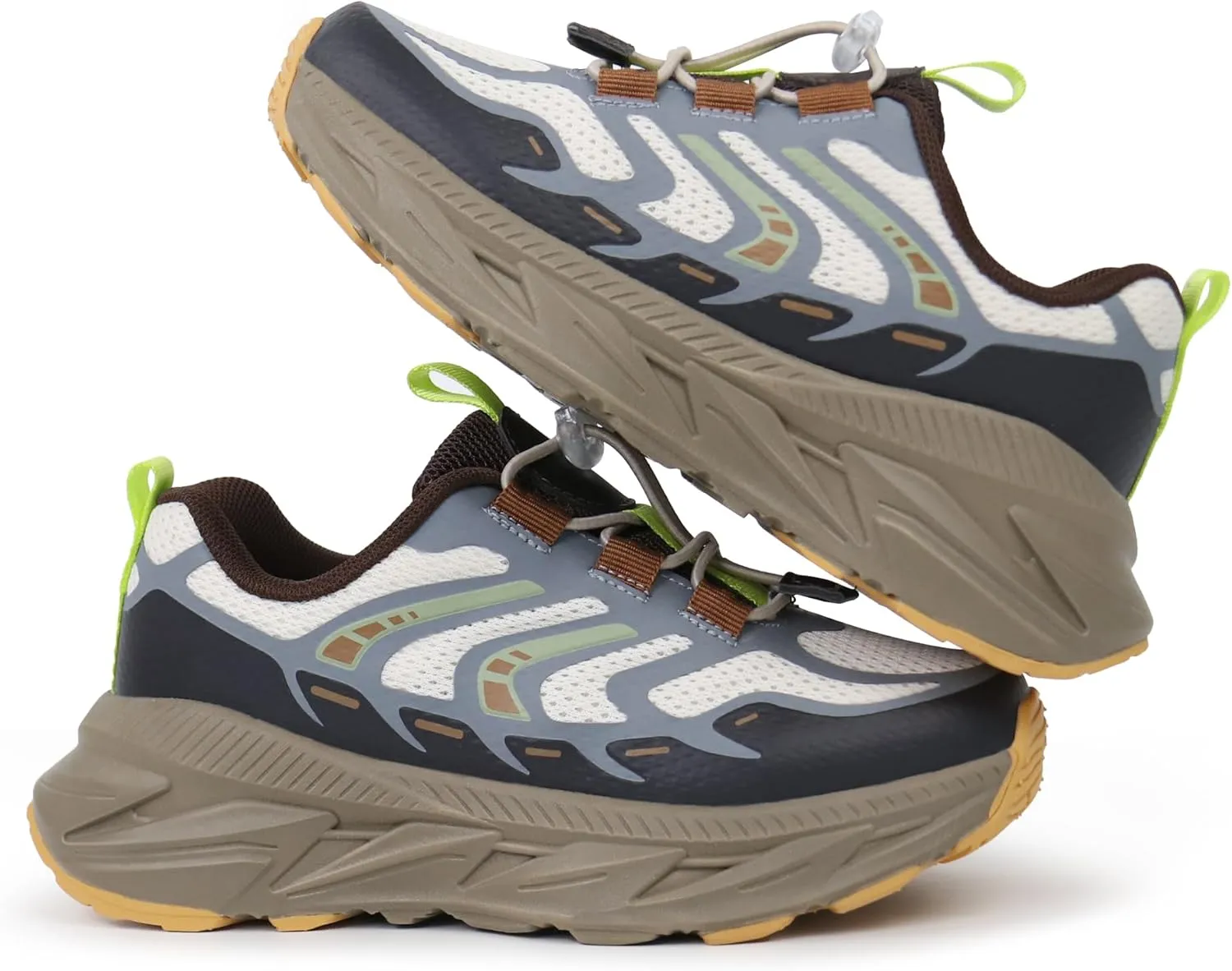 Tobfis Kids Boys Girls Arch Support Bungee Trail Running Tennis Hiking Athletic Shoes Lightweight Breathable Walking Sneakers(Toddler/Little Kid/Big Kid)