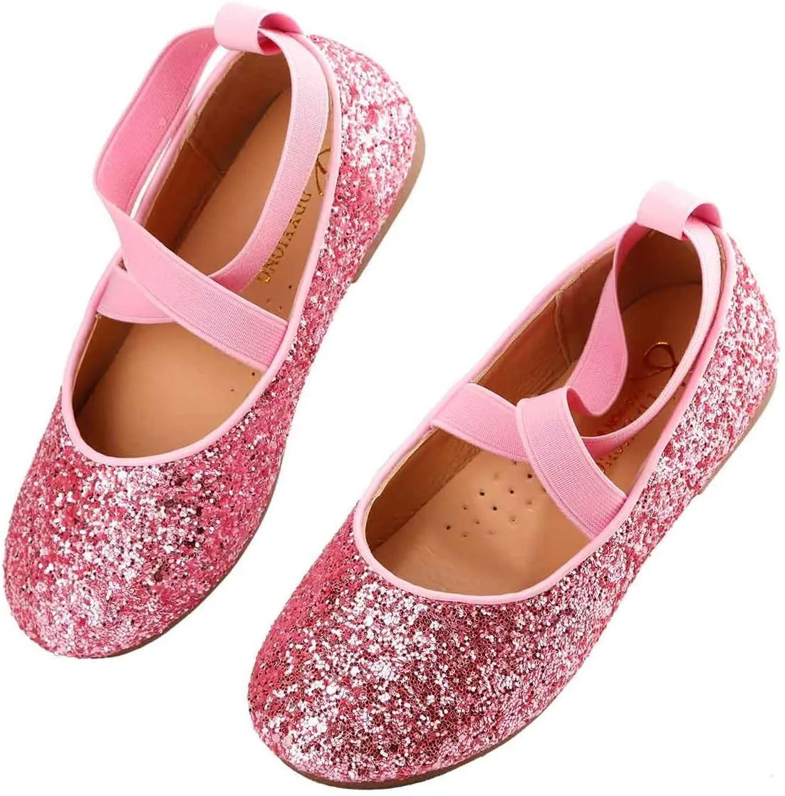 Toddler Little Girls Glitter Dress Shoes Slip On Ballet Mary Jane Flats for Princess Wedding Party School