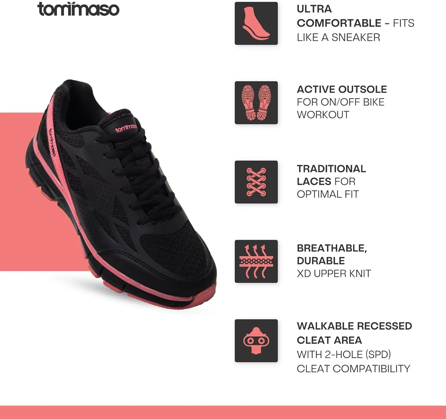 Tommaso Cycling Shoes Women—Outdoor Cycling Shoes Women—Women Specialized Bike Shoes— Walkable Cycling Shoes—Women SPD Cycling Shoes—Indoor Cycling Shoes Women SPD—Peloton Shoes—SPD Cleat Installed