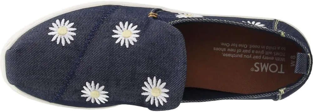TOMS Womens Alpargata Cupsole Embroidery Slip On Sneakers Shoes Casual - Blue