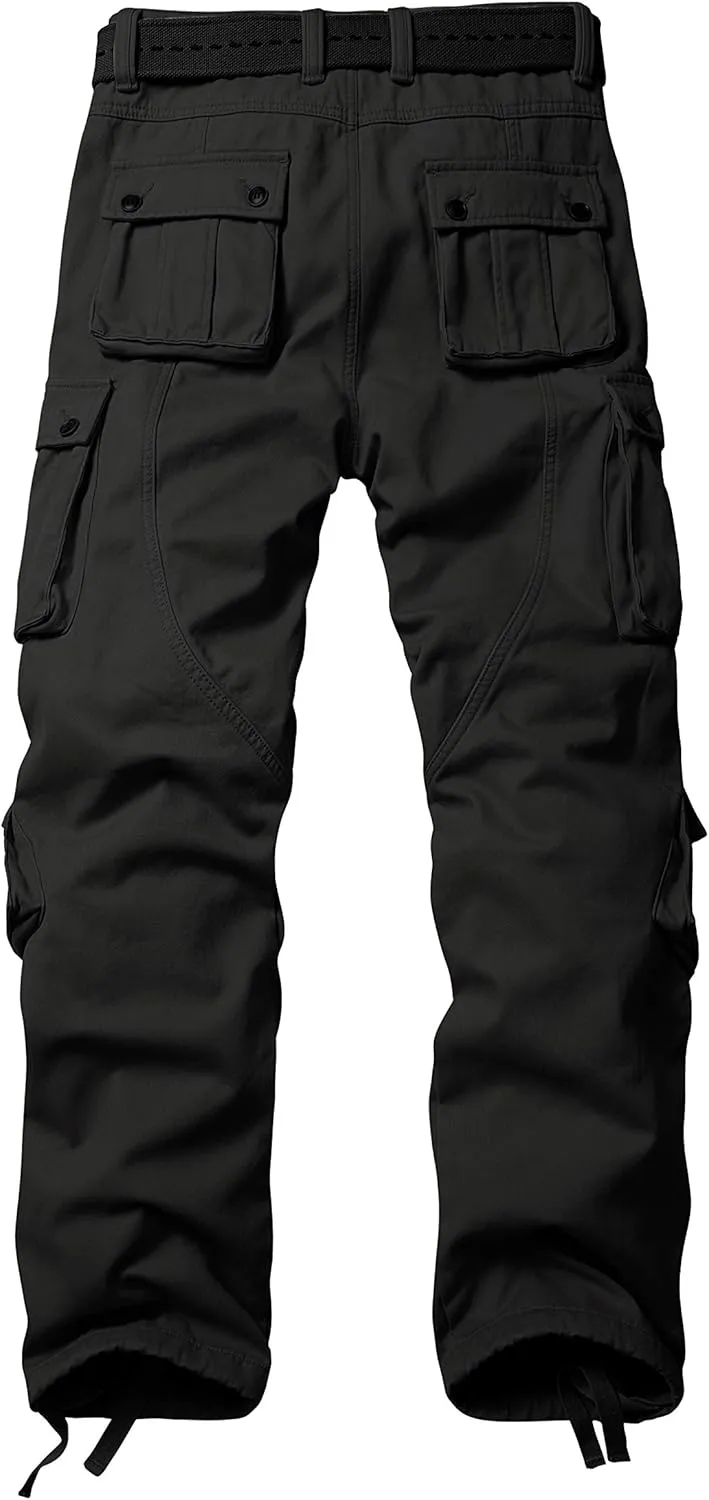 TRGPSG Men's Fleece Lined Hiking Pants Outdoor Windproof Outdoor Cargo Pants Casual Work Ski Pants with 8 Pockets