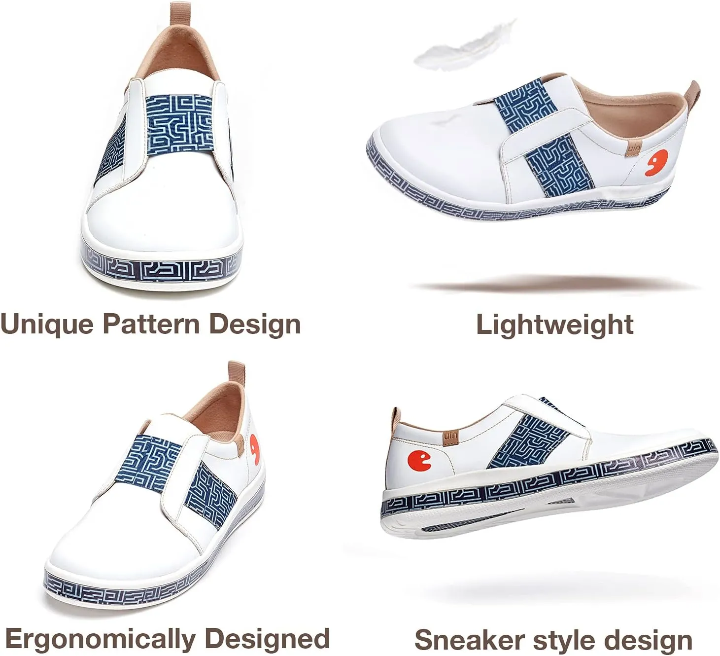 UIN Men's Fashion Sneakers Lightweight Walking Casual Loafers Slip Ons Art Painted Athletic Travel Skate Shoes Cordoba Modern Art