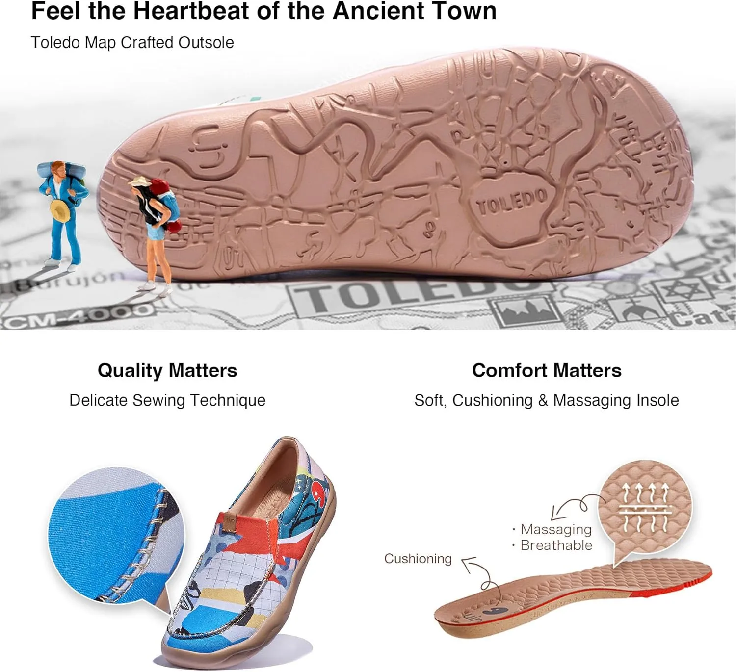 UIN Women's Art Travel Shoes Slip On Casual Loafers Lightweight Comfort Fashion Sneaker Nerja