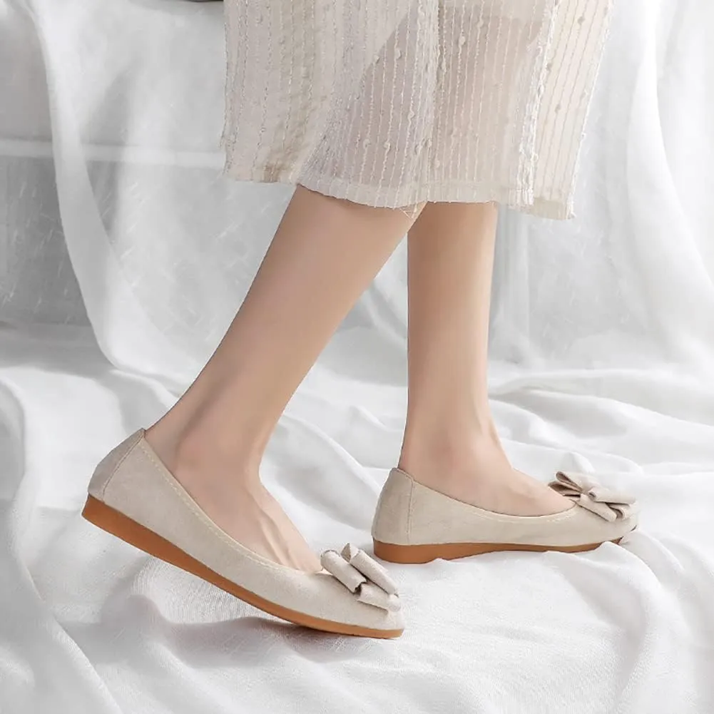 Unifizz Women’s Foldable Ballet Flats Casual Pointed Toe Comfort Soft Suede Slip On Dress Shoes Nude Flats Roll Up Shoes