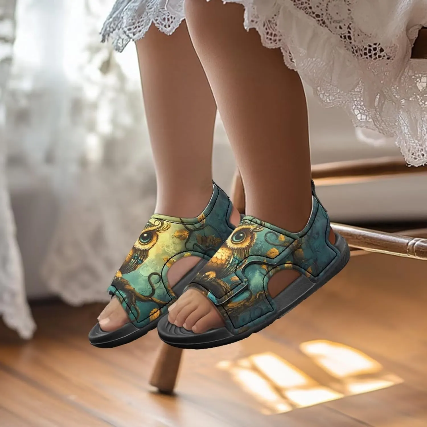 Unisex Child Sandals Open Toe Cute Summer Water Hiking Shoes for Boys Girls Sloth Sunflower Outdoor Sport Athletic Beach Sandals Adjustable Strap