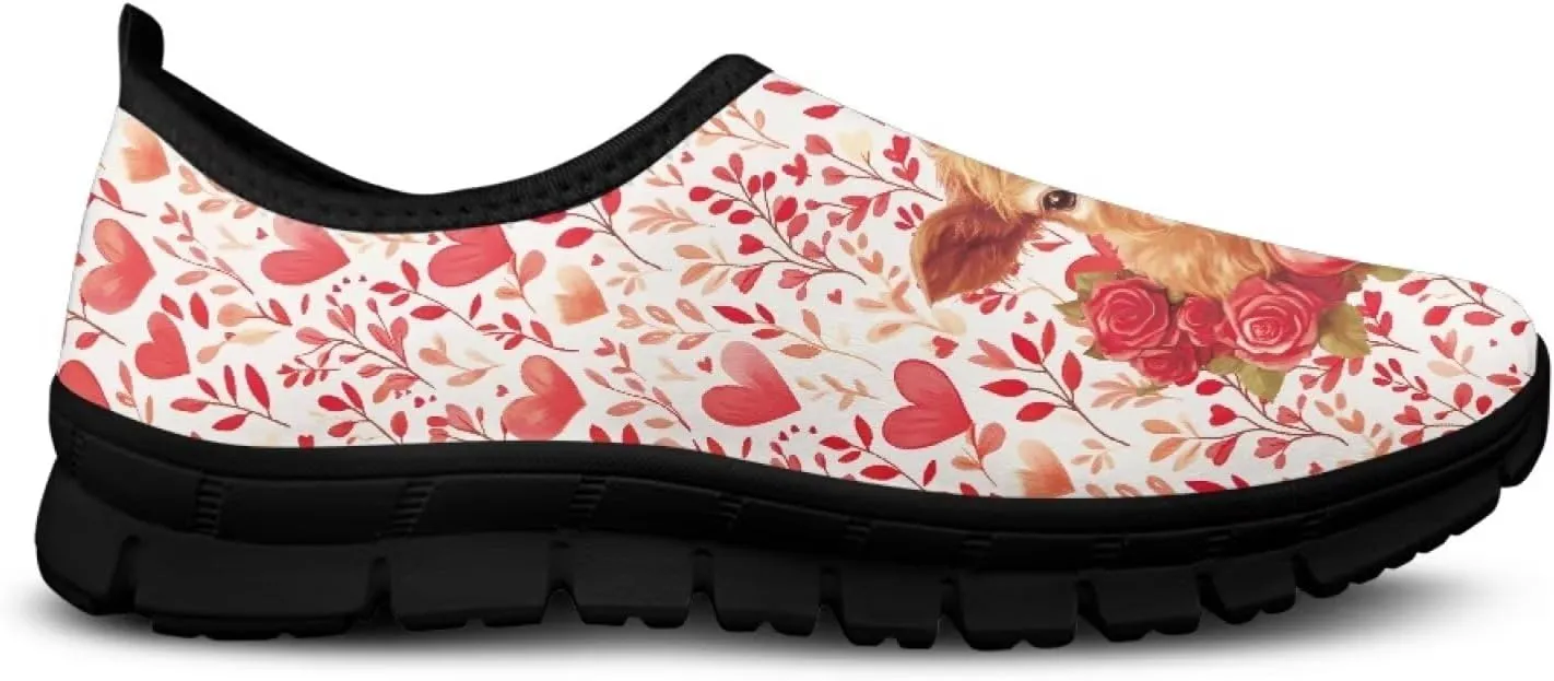 Valentine's Day Slip On Sneakers for Women Casual Low Top Flat Shoes Mesh Breathable Work Tennis Footwear