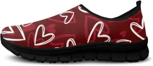 Valentine's Day Slip On Sneakers for Women Casual Low Top Flat Shoes Mesh Breathable Work Tennis Footwear