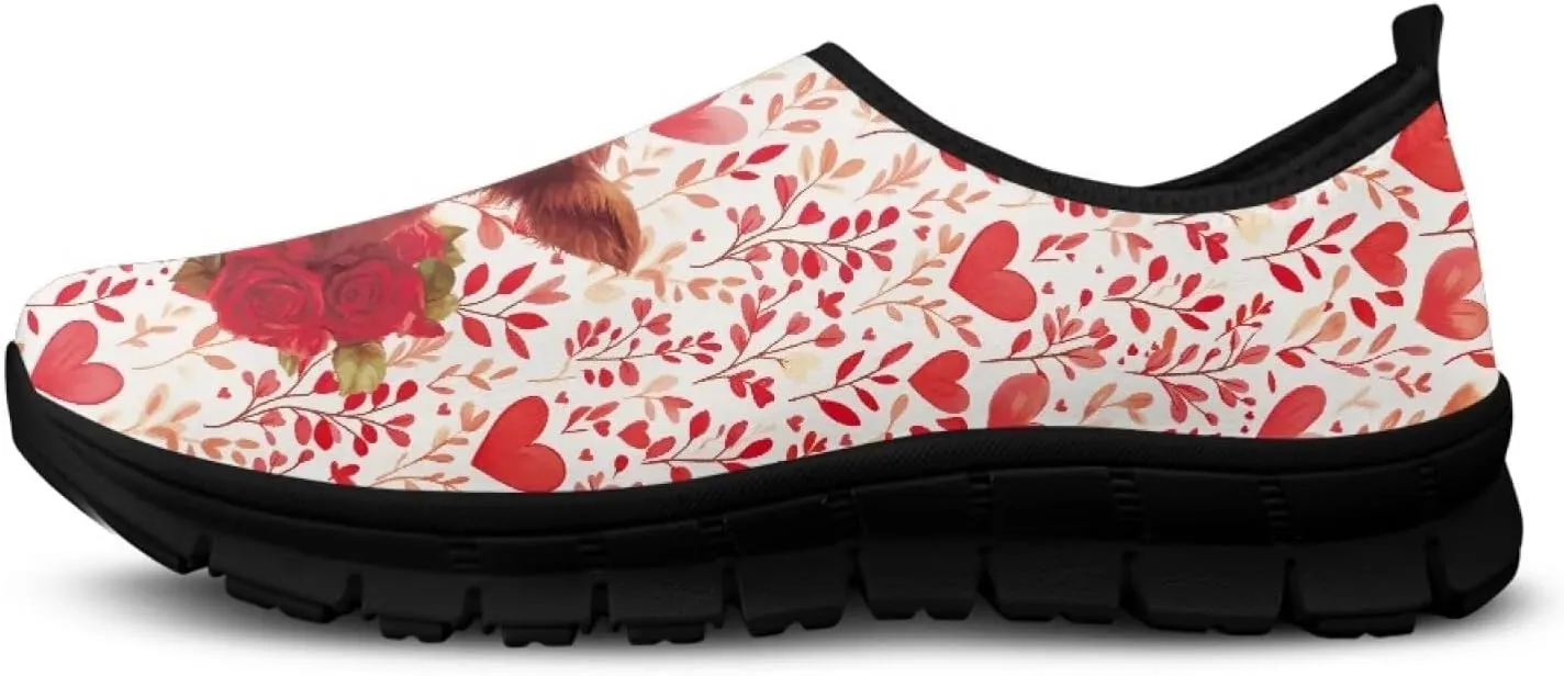 Valentine's Day Slip On Sneakers for Women Casual Low Top Flat Shoes Mesh Breathable Work Tennis Footwear