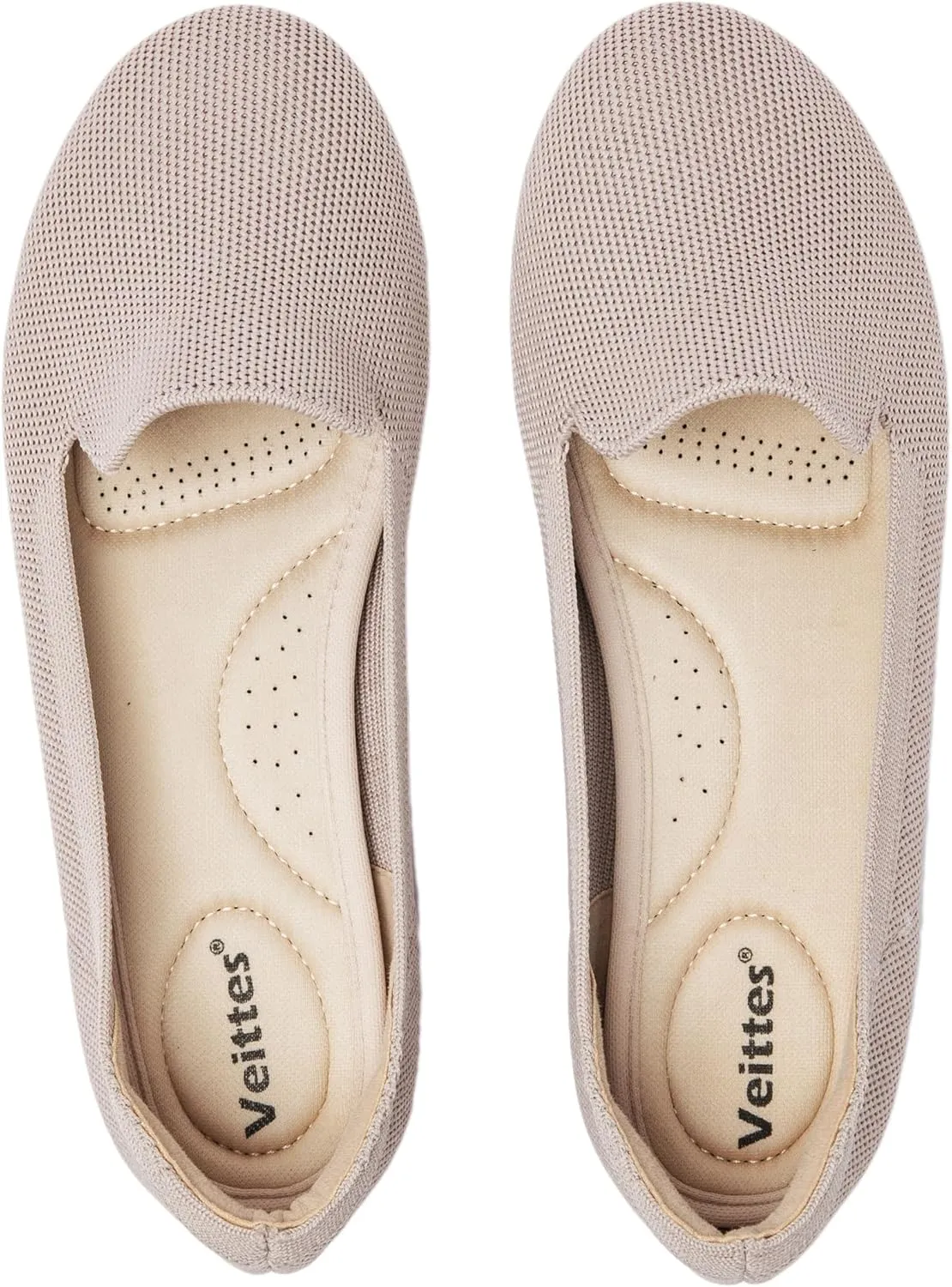 Veittes Women's Wide Width Flats Shoes, Comfort Elegent Soft Ladies Knitted Ballet Shoes.