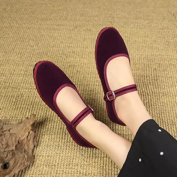 Velvet Mary Jane Shoes - Eco-Friendly, Handcrafted and Comfortable