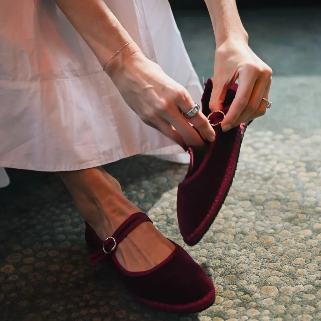 Velvet Mary Jane Shoes - Eco-Friendly, Handcrafted and Comfortable