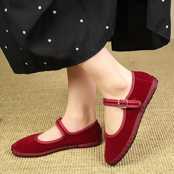 Velvet Mary Jane Shoes - Eco-Friendly, Handcrafted and Comfortable