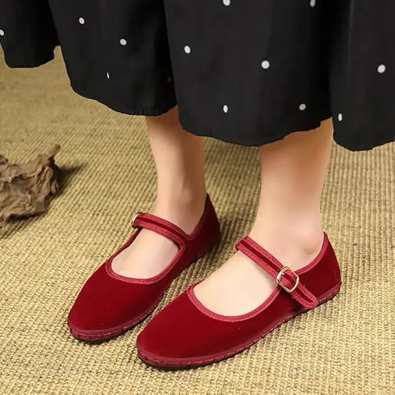 Velvet Mary Jane Shoes - Eco-Friendly, Handcrafted and Comfortable