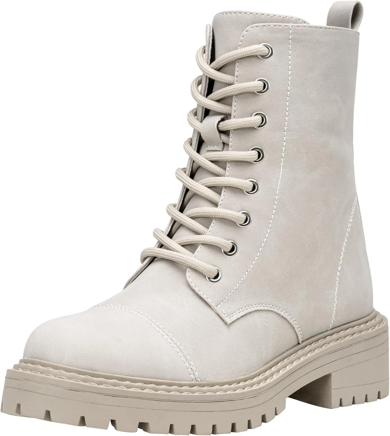 Vepose Women's 9629 Fashion Combat Ankle Boots, Lace up Booties with Inner Zipper