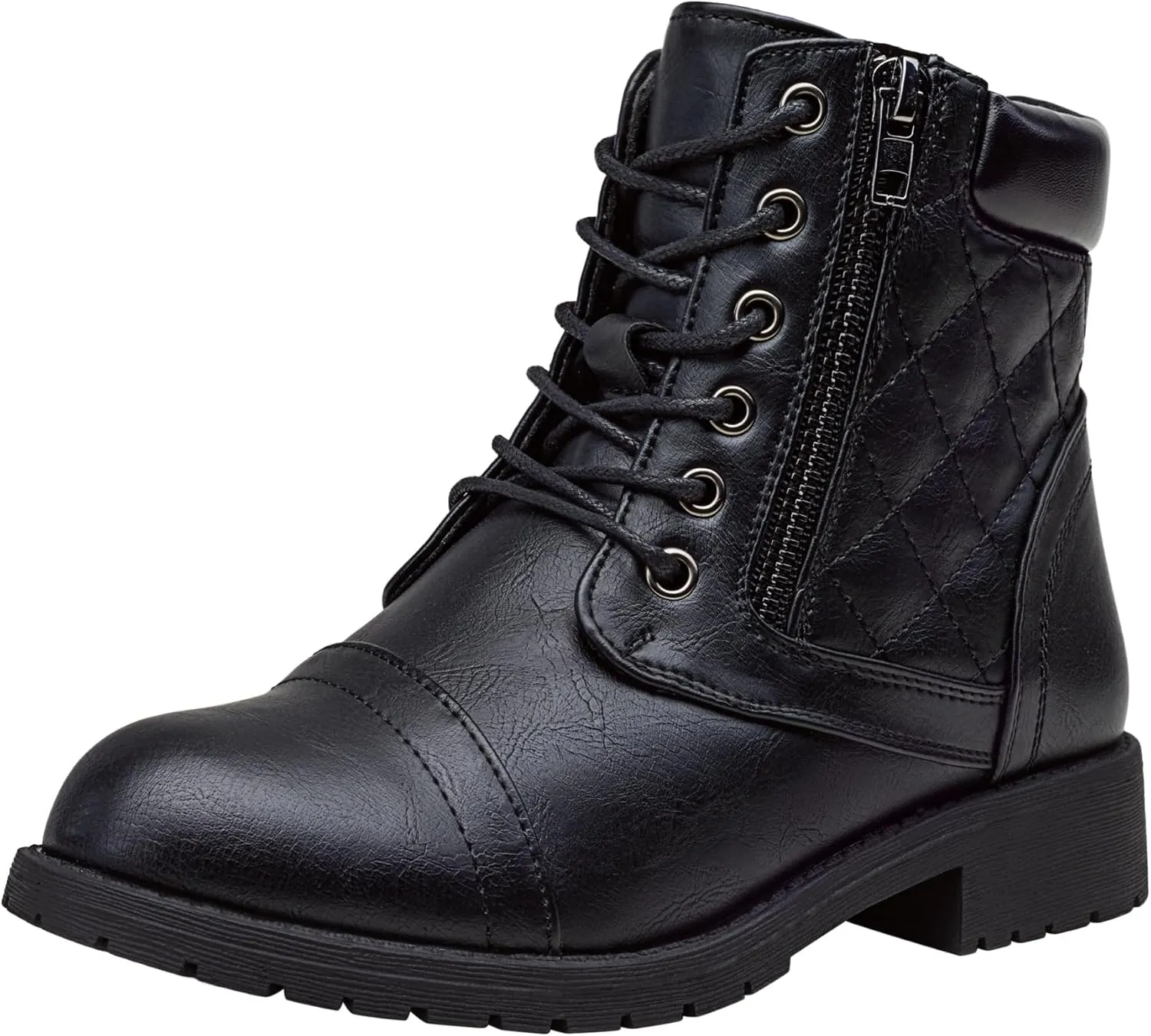 Vepose Women's Combat Ankle Boots, Lace up Comfortable Booties Low Heel