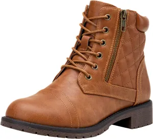 Vepose Women's Combat Ankle Boots, Lace up Comfortable Booties Low Heel
