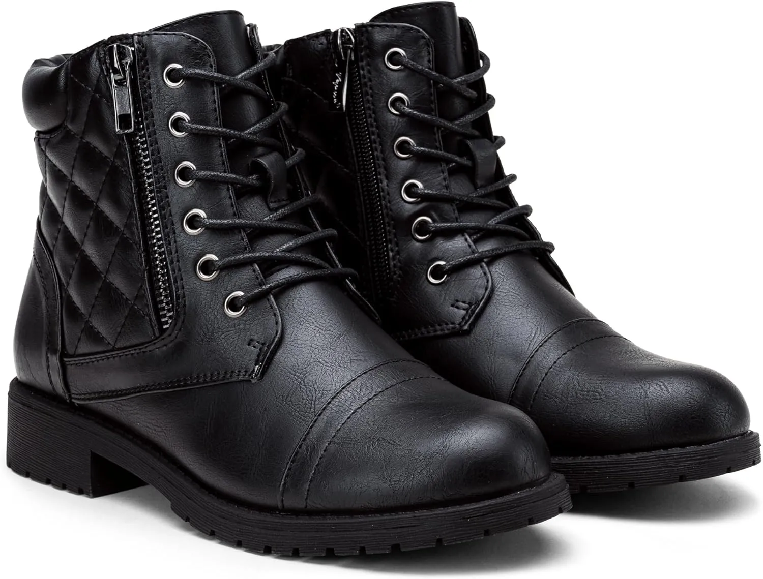 Vepose Women's Combat Ankle Boots, Lace up Comfortable Booties Low Heel