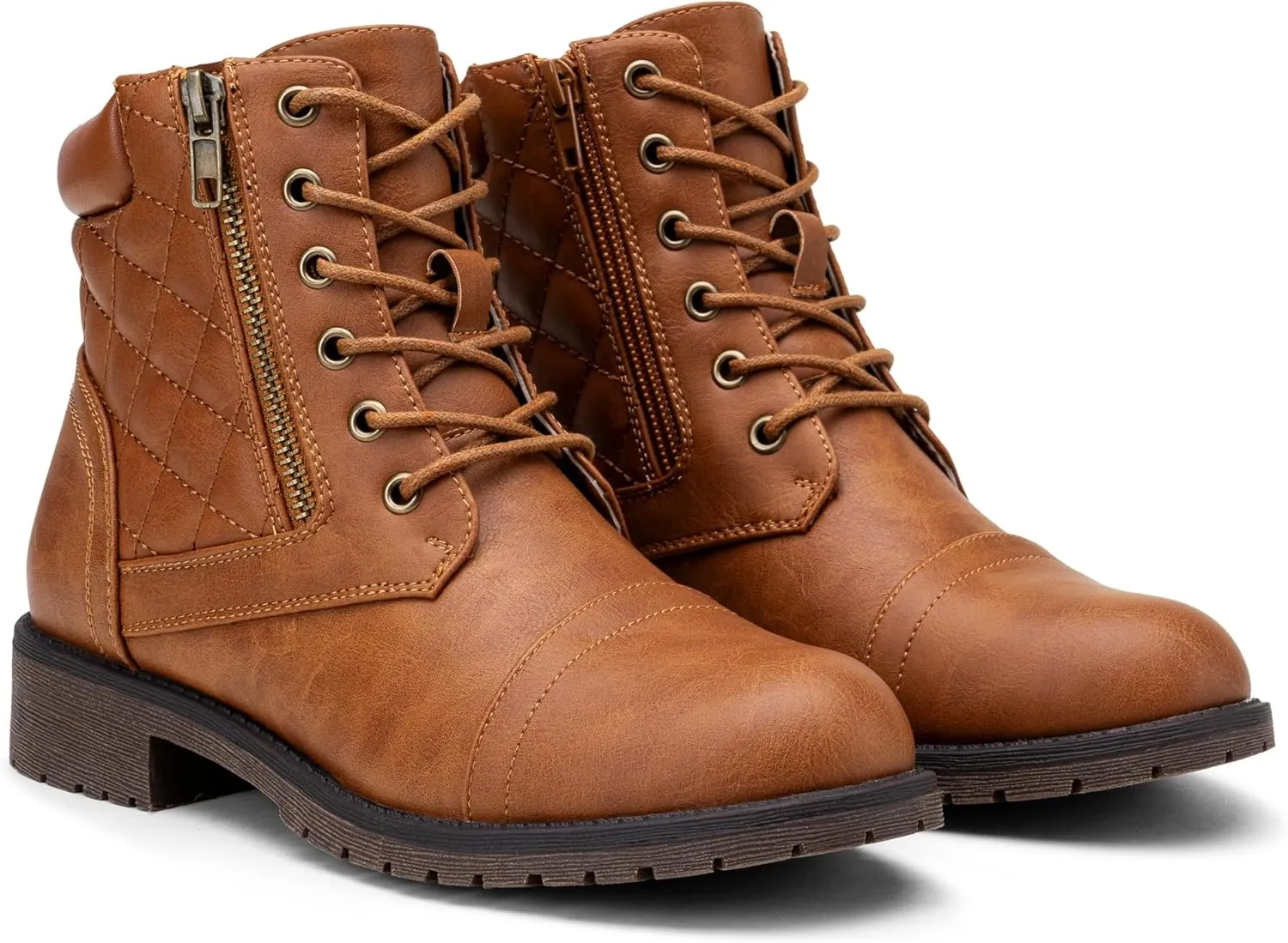 Vepose Women's Combat Ankle Boots, Lace up Comfortable Booties Low Heel