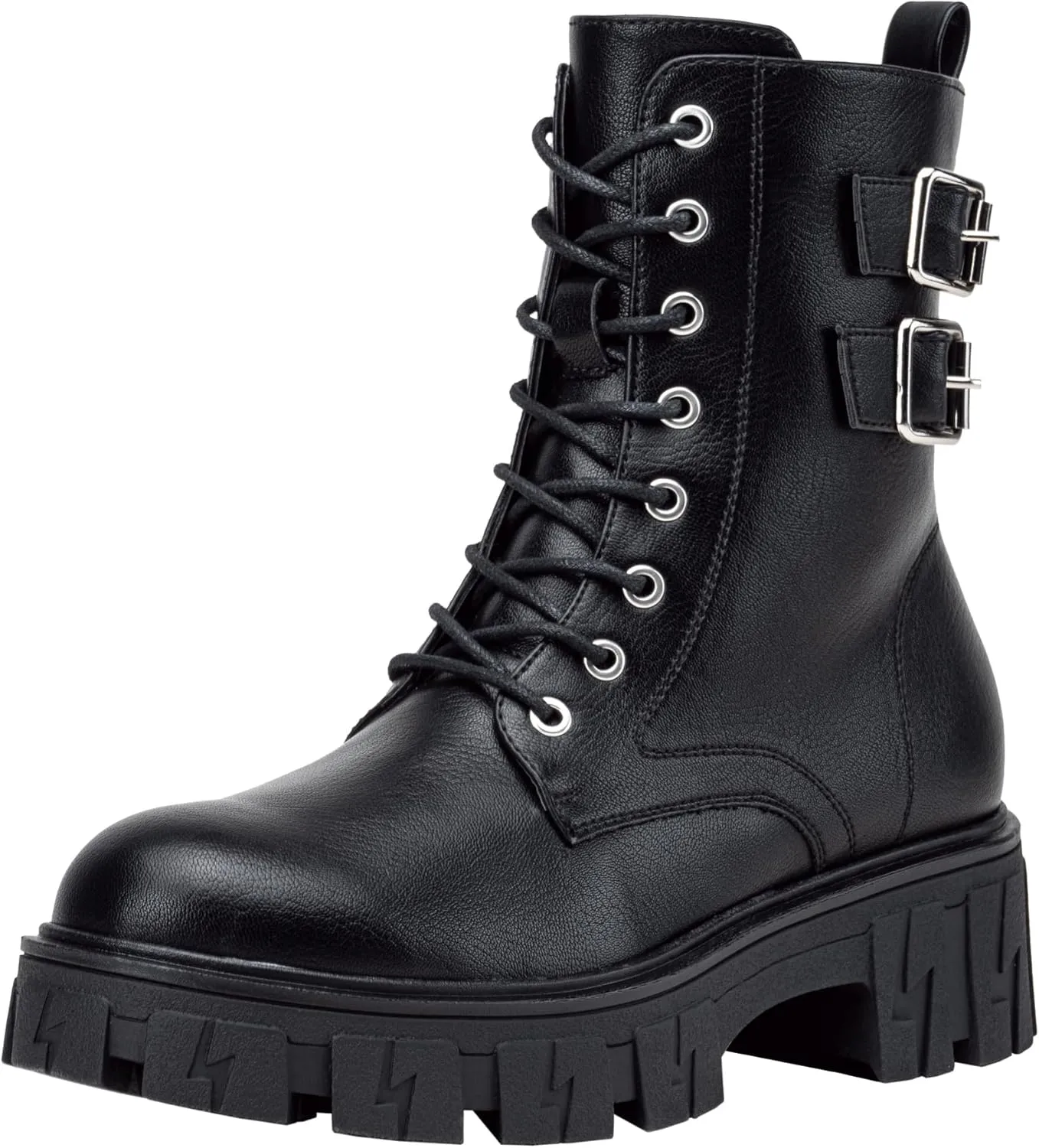 Vepose Women's Combat Boots, Platform Ankle Booties Lace up Chunky Heel with Inner Zipper