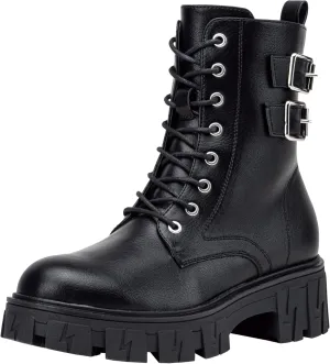 Vepose Women's Combat Boots, Platform Ankle Booties Lace up Chunky Heel with Inner Zipper