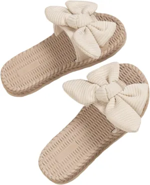 Verdusa Girl's 3D Bow Slip on Slippers Coquette Open Toe Braided Slides Flat Sandals