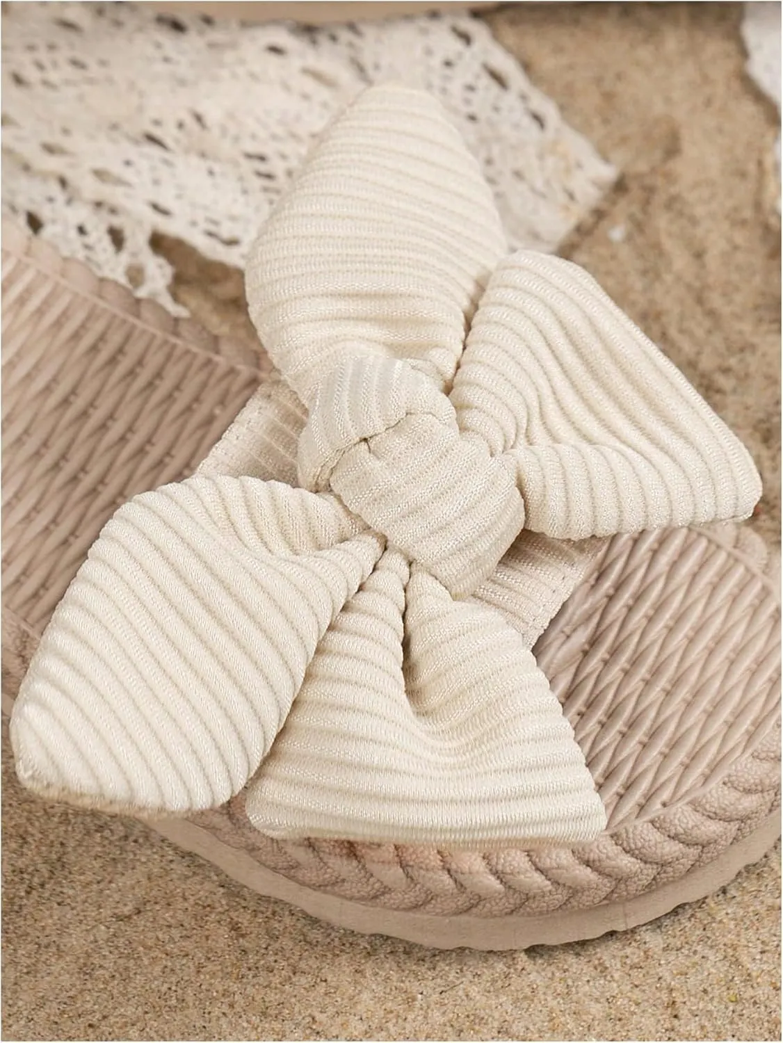 Verdusa Girl's 3D Bow Slip on Slippers Coquette Open Toe Braided Slides Flat Sandals