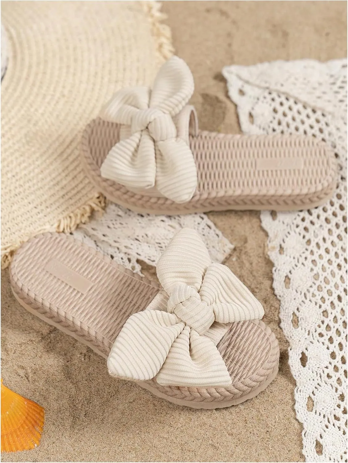 Verdusa Girl's 3D Bow Slip on Slippers Coquette Open Toe Braided Slides Flat Sandals