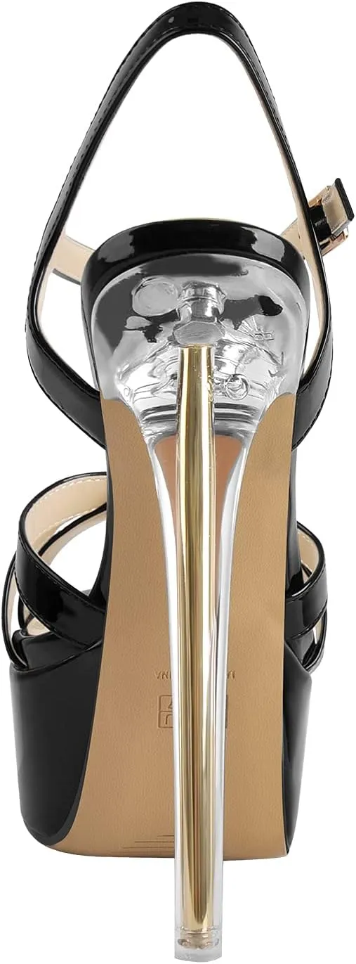 VERISSON Open Toe Ankle Sandals Platform Stilettos Clear Heels Open-back Summer Sandals