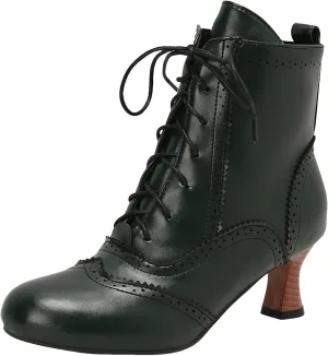 Victorian Boots for Women Kitten Heel,Vintage Lace Up Booties with Zipper Halloween Cosplay Boots Fashion Dance Shoes