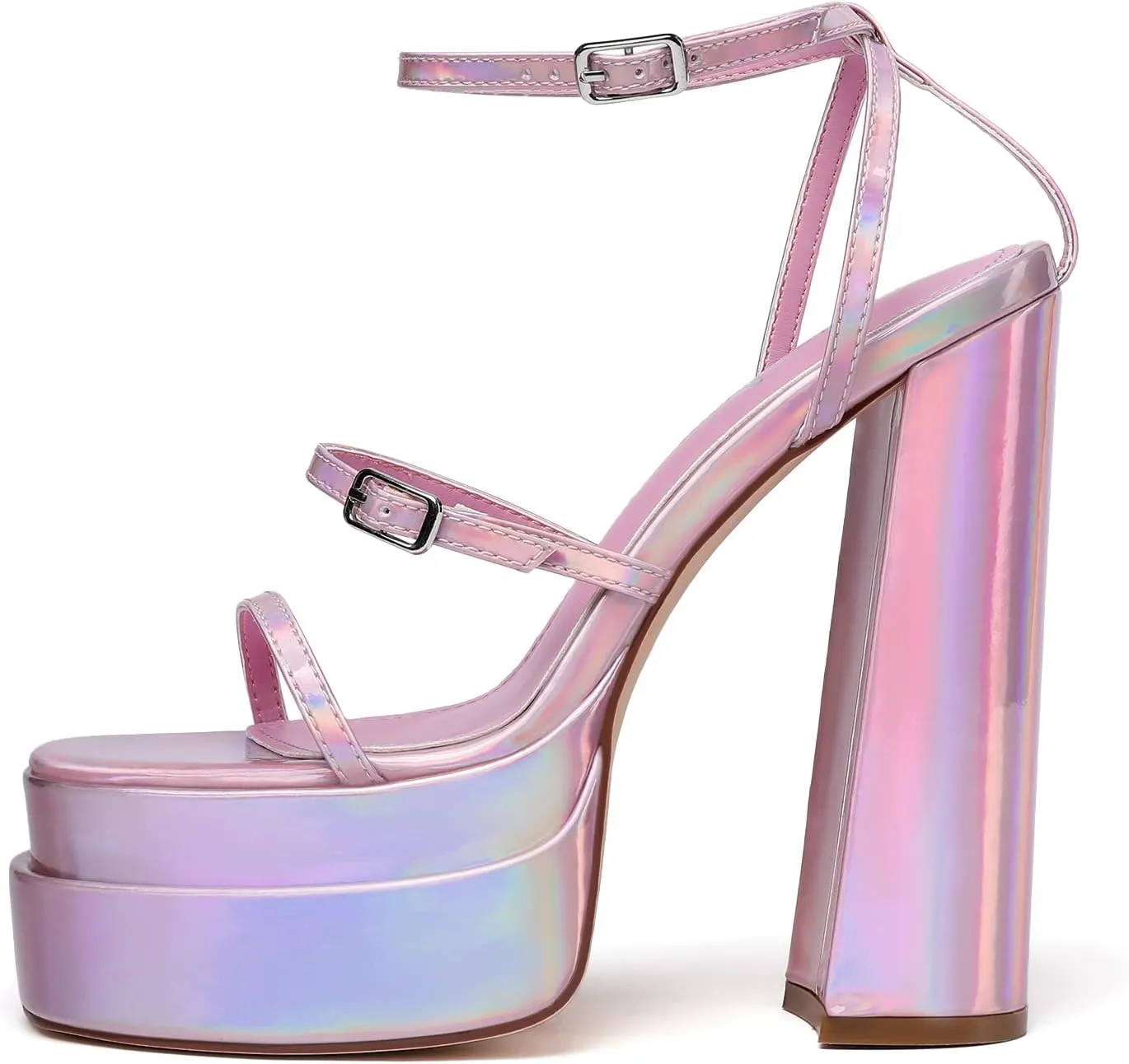 vivianly Womens Platform Ankle Strap Sandals Open Toe Chunky Block High Heels