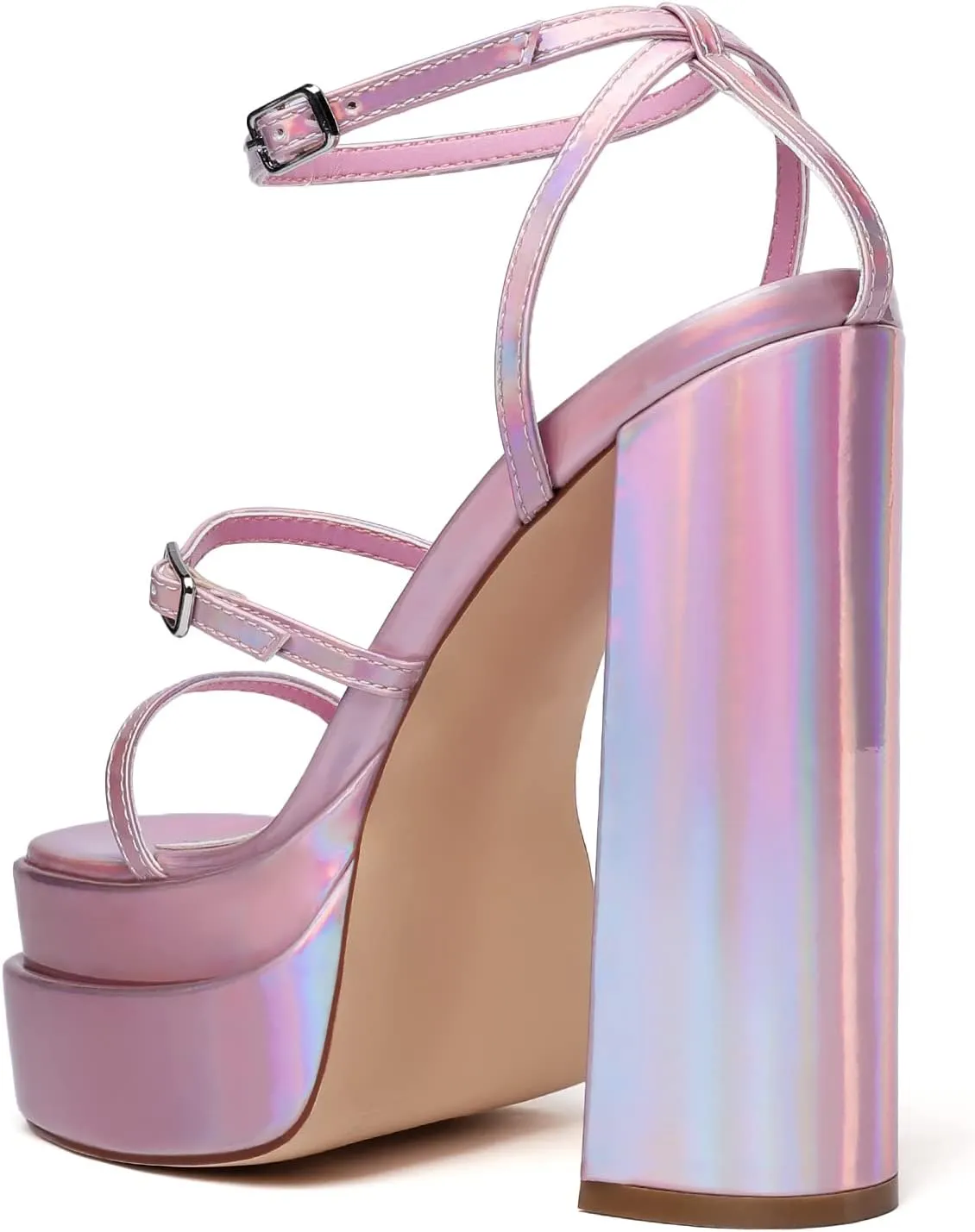 vivianly Womens Platform Ankle Strap Sandals Open Toe Chunky Block High Heels
