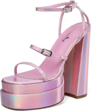 vivianly Womens Platform Ankle Strap Sandals Open Toe Chunky Block High Heels