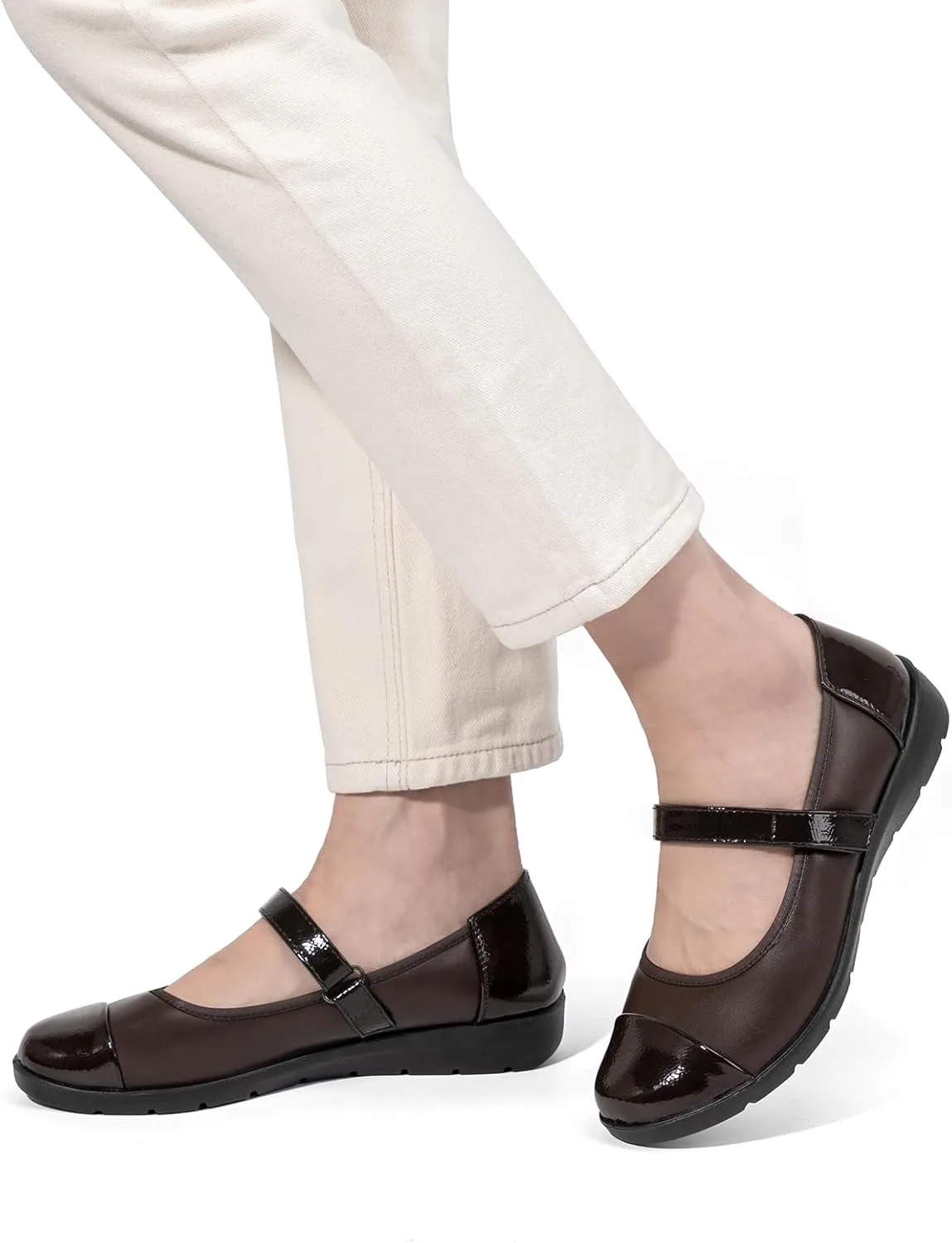 VJH confort Women’s Mary Jane Flats Comfortable Round Toe Arch Support Walking Shoes