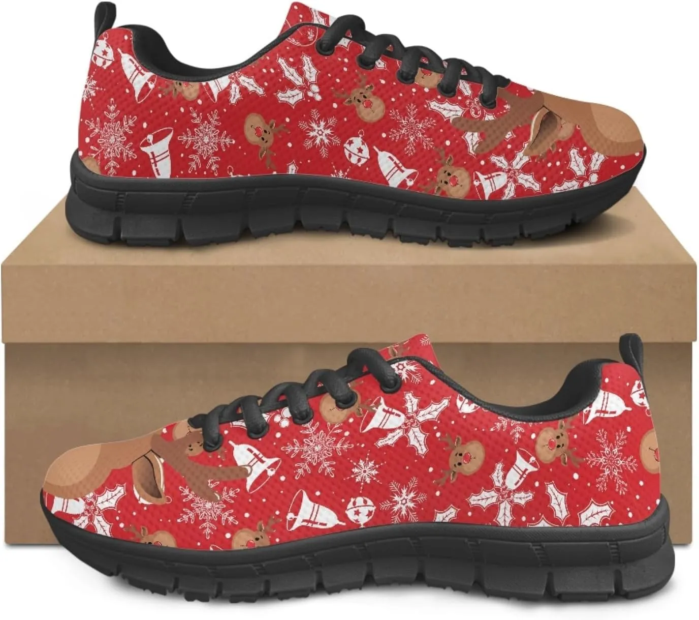 Wanyint Lightweight Sneakers for Running Walking Lace Up Black Sole Shoes