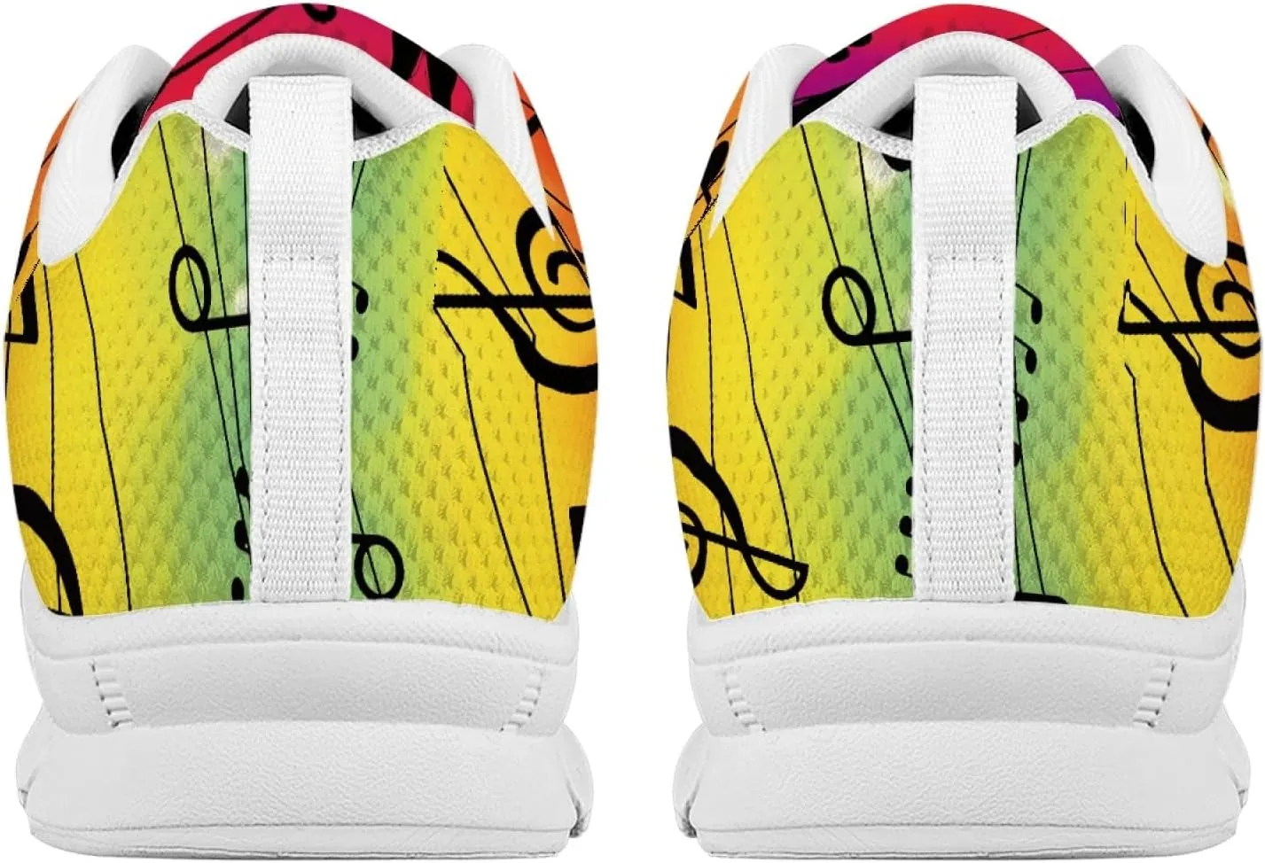 Wanyint Rainbow Stripes Print Women Tennis Sneakers Lace-up Walking Training Shoes Non Slip Sports Footwear