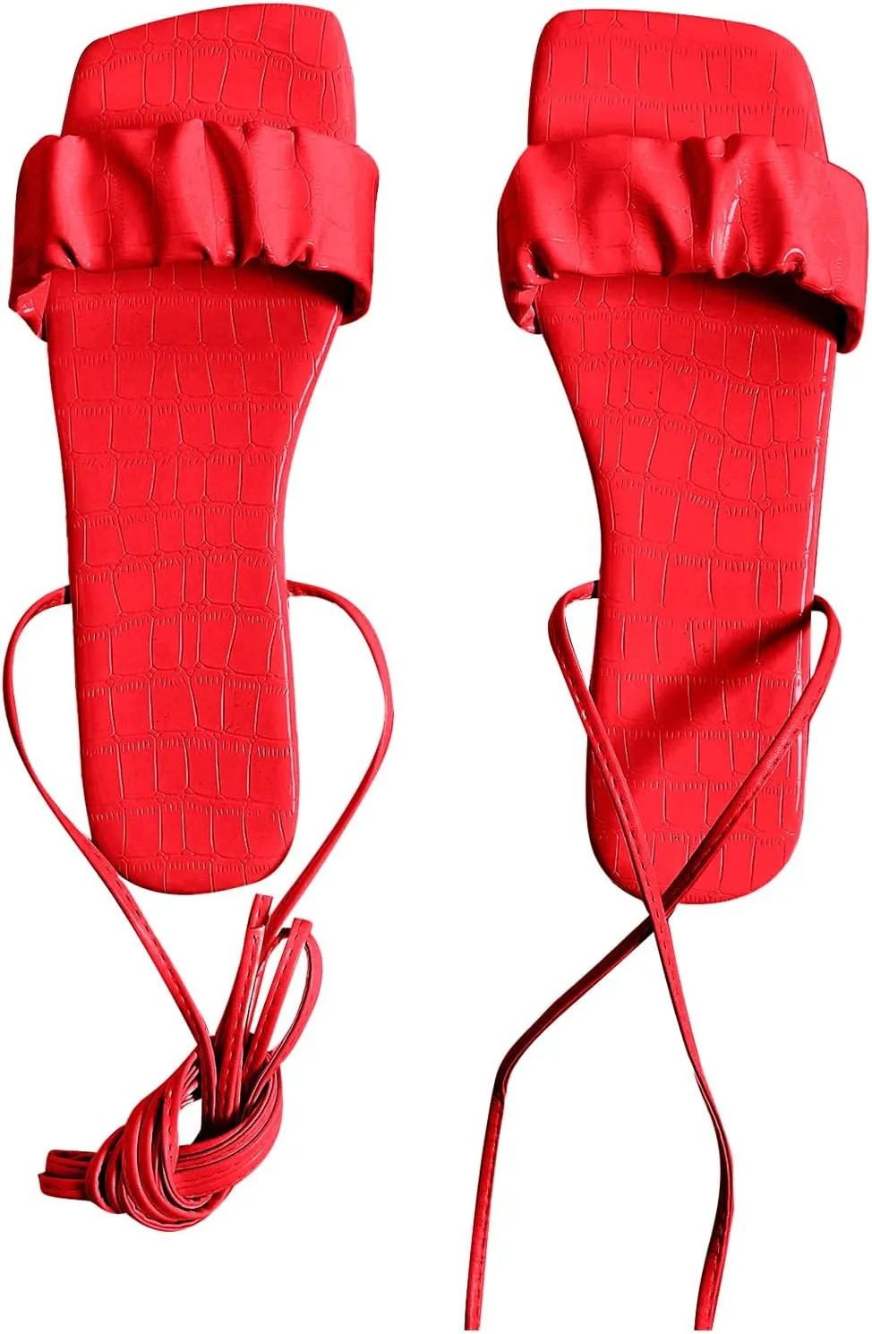 WDIRARA Women's Lace Up Sandals Open Toe Criss Cross Summer Flat Sandals