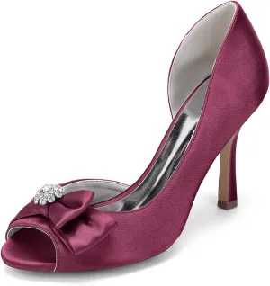 Wedding Bridal Shoes Heels Women Bridal Open Toe Stiletto High Heels Women's Heeled Sandals for Prom, Party, Daily 9.5Cm