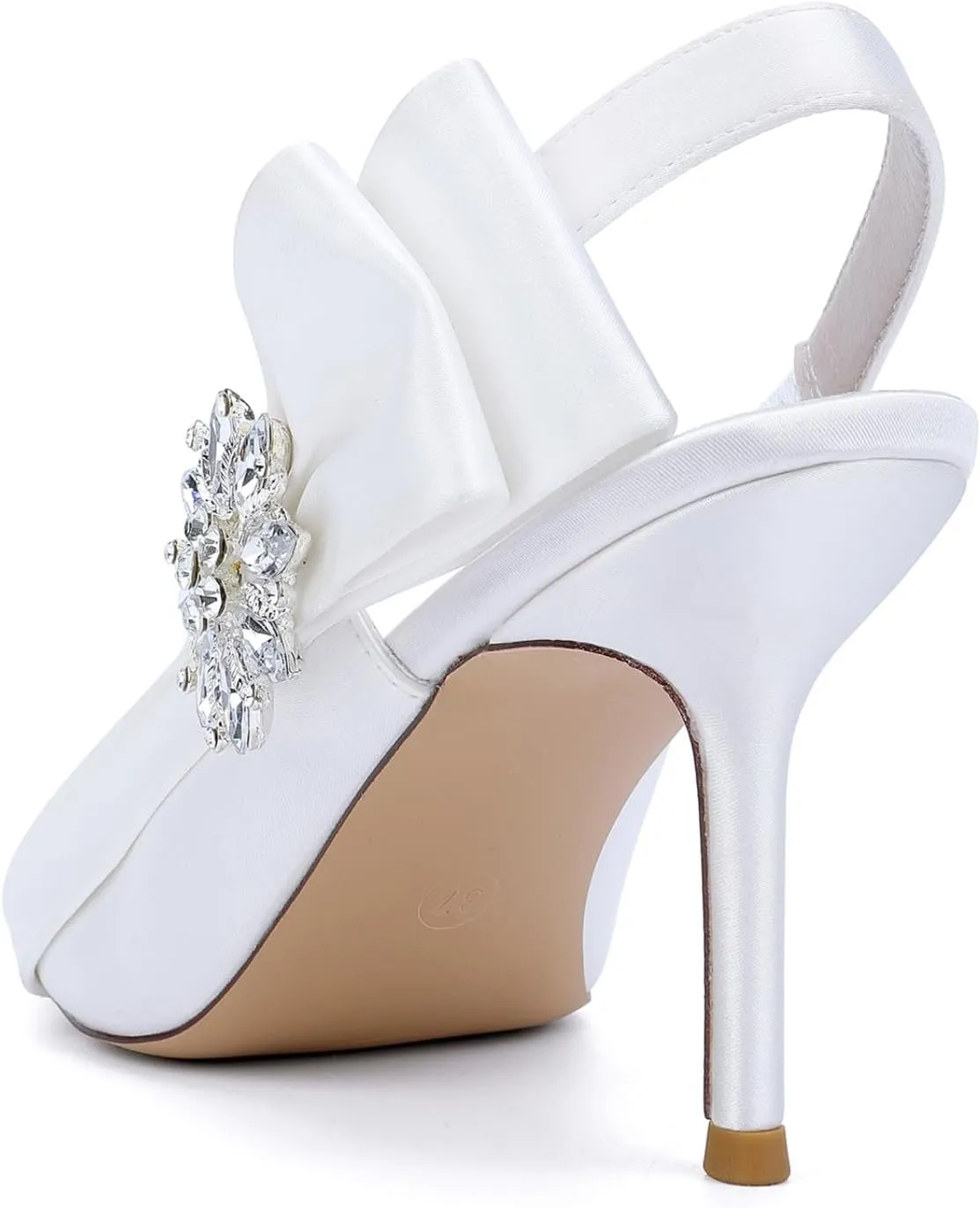Wedding Bridal Shoes Women's Pump Bridal Stiletto Sandals Pointed Toe Party Slingback High Heels 8.5Cm