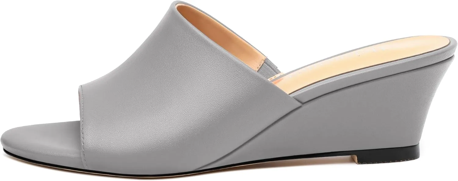 Wedge Sandals for Women Open Toe Wedge Heels Womens Matte High Heel Sandal Round Toe Heeled Wedge Sandals Slip on Casual shoes 2 inch