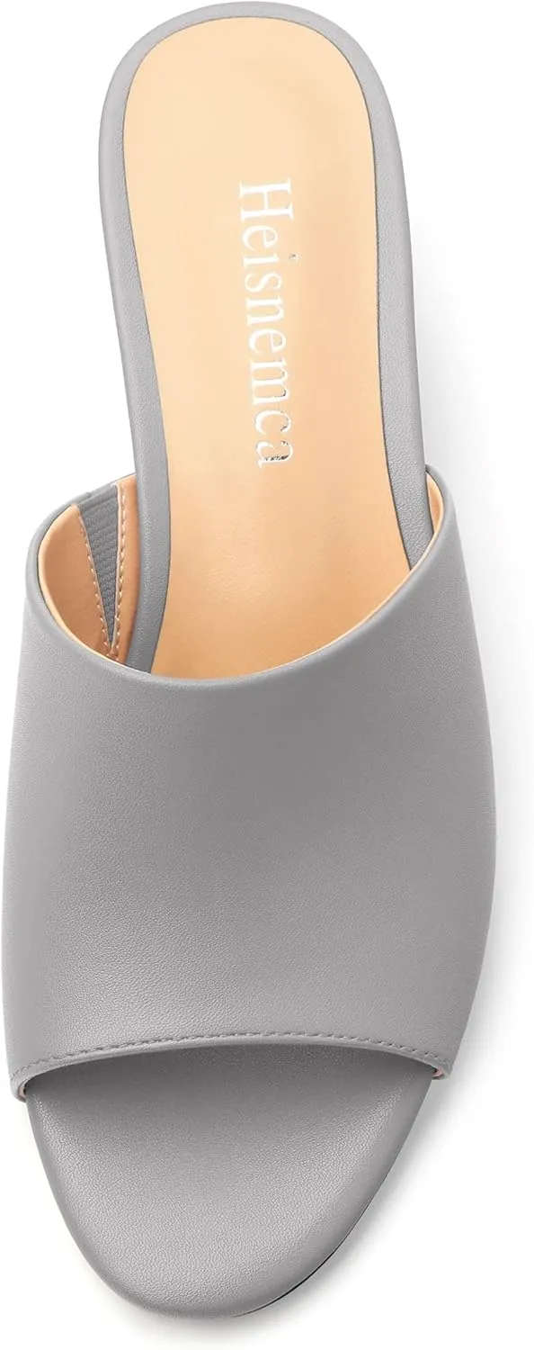 Wedge Sandals for Women Open Toe Wedge Heels Womens Matte High Heel Sandal Round Toe Heeled Wedge Sandals Slip on Casual shoes 2 inch