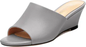 Wedge Sandals for Women Open Toe Wedge Heels Womens Matte High Heel Sandal Round Toe Heeled Wedge Sandals Slip on Casual shoes 2 inch