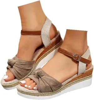Wedge Sandals For Women Summer Dressy Flat,Ankle Strap Wedge Heels Espadrilles Open Toe Sandals,Orthopedic Sandals For Women,Summer Flat Wedge Heel Fish Mouth Casual Women'S Sandals