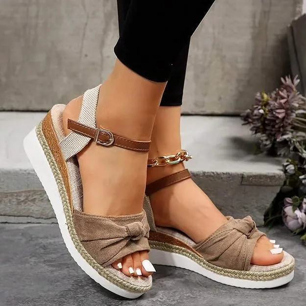 Wedge Sandals For Women Summer Dressy Flat,Ankle Strap Wedge Heels Espadrilles Open Toe Sandals,Orthopedic Sandals For Women,Summer Flat Wedge Heel Fish Mouth Casual Women'S Sandals